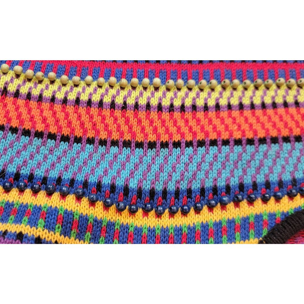 Vintage Work In Progress Beaded Multicolored Stripe Sweater Large - Picture 3 of 4